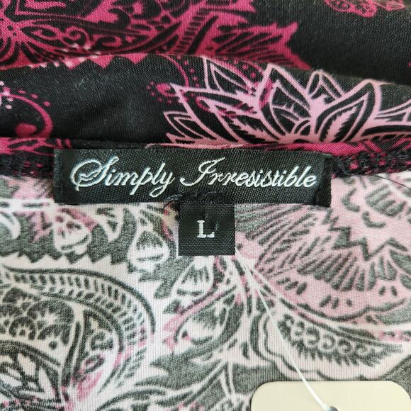 Vintage Y2K Simply Irresistible Black Pink Floral Fairy Grunge Style Top L - Picture 4 of 8